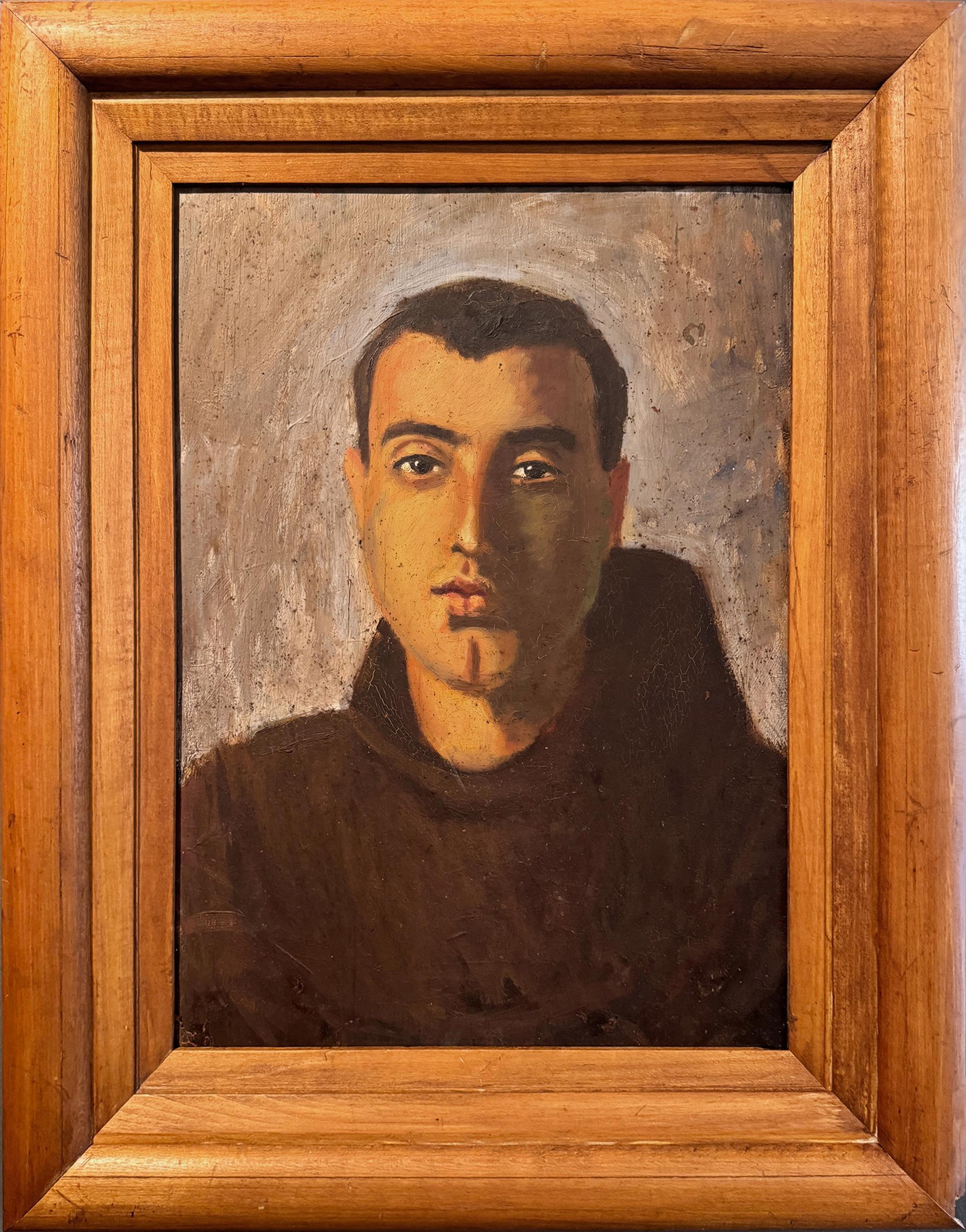 Vintage Portrait Painting of an Italian Franciscan Friar Priest, Procida, Italy 3