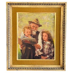 Ritratto d'epoca di una famiglia che sta leggendo