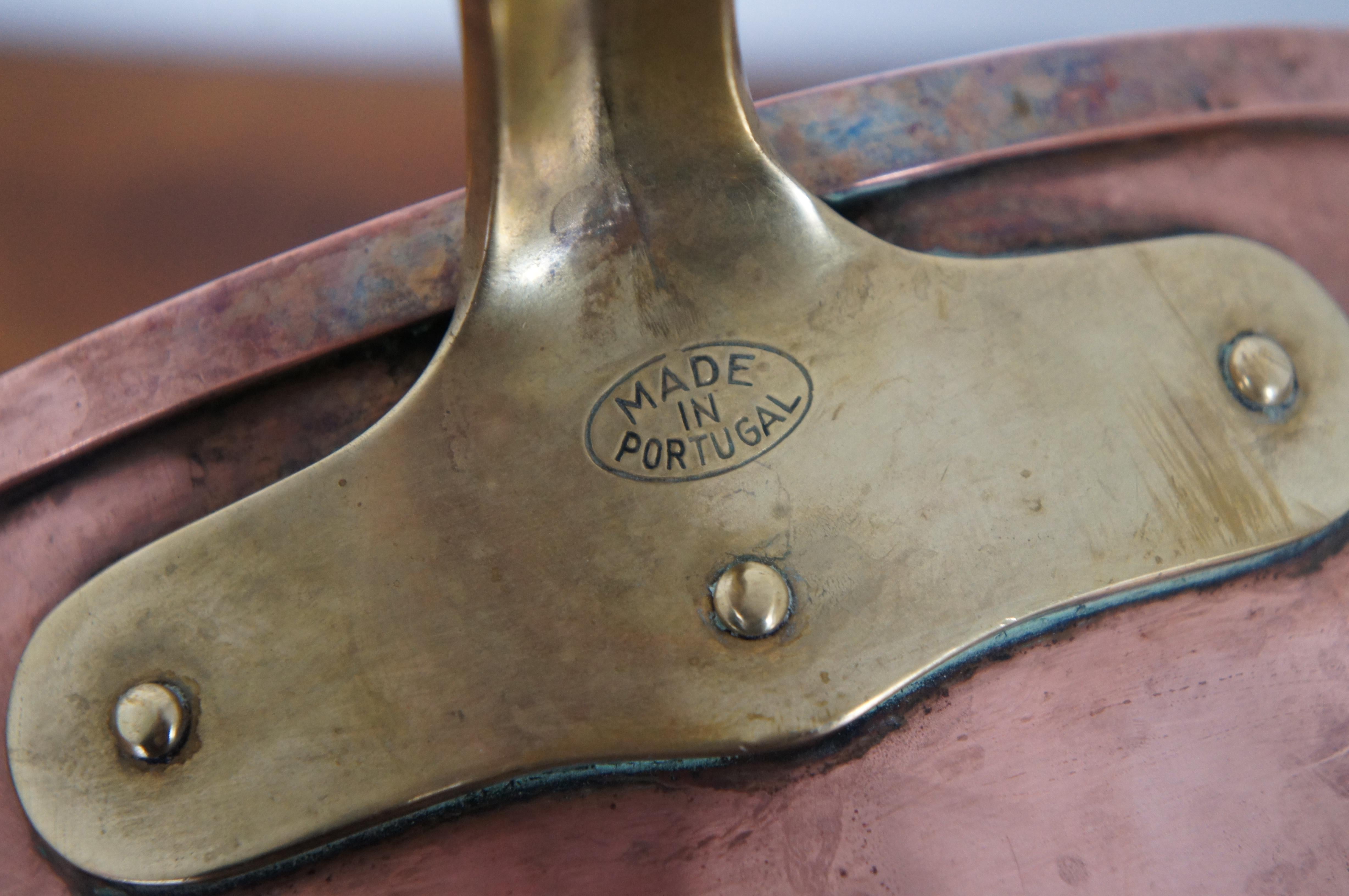 Vintage Portugal Country Farmhouse Brass & Copper Sauce Saute Pan Cook Pot  7