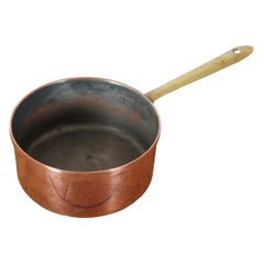 Vintage Portugal Country Farmhouse Brass & Copper Sauce Saute Pan Cook Pot