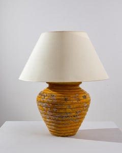 Vintage Portugese Ochre Ceramic Vase Table Lamp