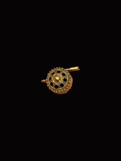 Vintage Portuguese 19.2kt Yellow Gold Black Enamel Whistle Pendant