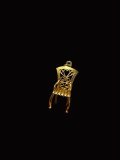 Pendentif vintage portugais en forme de chaise, en or 19,2 carats
