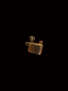 Vintage Portuguese 19.2Kt Gold Lighter Pendant Charm with Ruby Accent