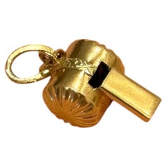 Vintage Portuguese 19.2 Karat Gold Whistle Pendant Charm