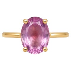 Vintage Portuguese 19.2K Gold Oval Amethyst Solitaire Ring
