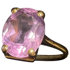 Vintage Portuguese 19.2K Gold Oval Amethyst Solitaire Ring