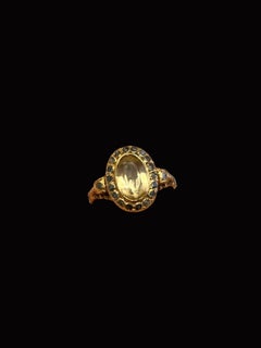 Vintage Portuguese 19.2K Yellow Gold Topaz and Moissanite Cluster Ring