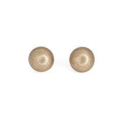Vintage Portuguese 19k Yellow Gold Stud Earrings Buttons Satin Finish