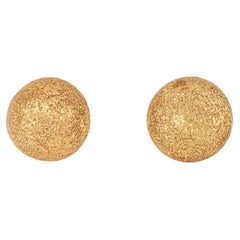 Vintage Portuguese 19k Yellow Gold Textured Small Stud Earrings Buttons