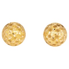 Vintage Portuguese 19k Yellow Gold Textured Stud Earrings Star Buttons