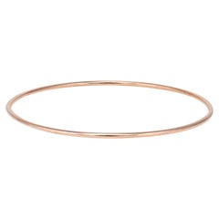 Bracciale rigido vintage portoghese da 2 mm, oro rosa 19k, 8", gioiello di pregio da collezione