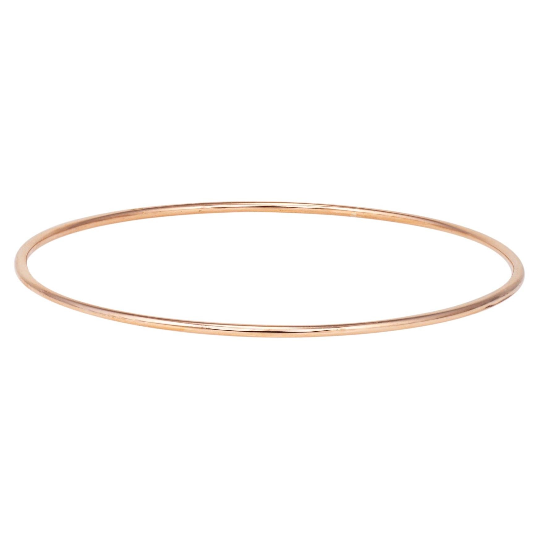 Vintage Portuguese 2mm Bangle Bracelet 19k Rose Gold 8" Estate Fine Jewelry