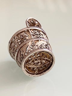 Vintage Portuguese 833 Silver Filigree Miniature Well Bucket Charms / Object