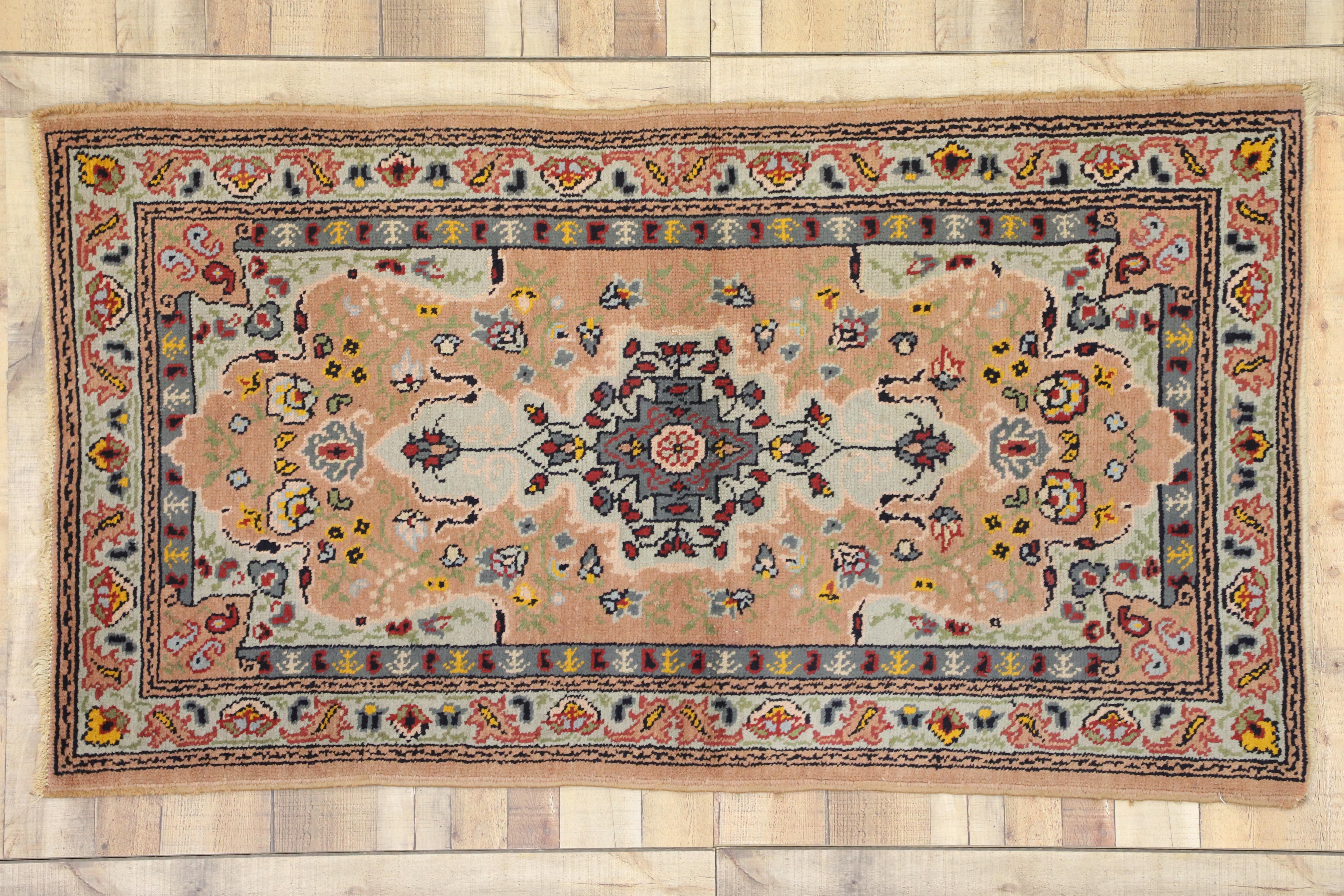 Oushak Vintage Portuguese Accent Rug with Traditional Style For Sale