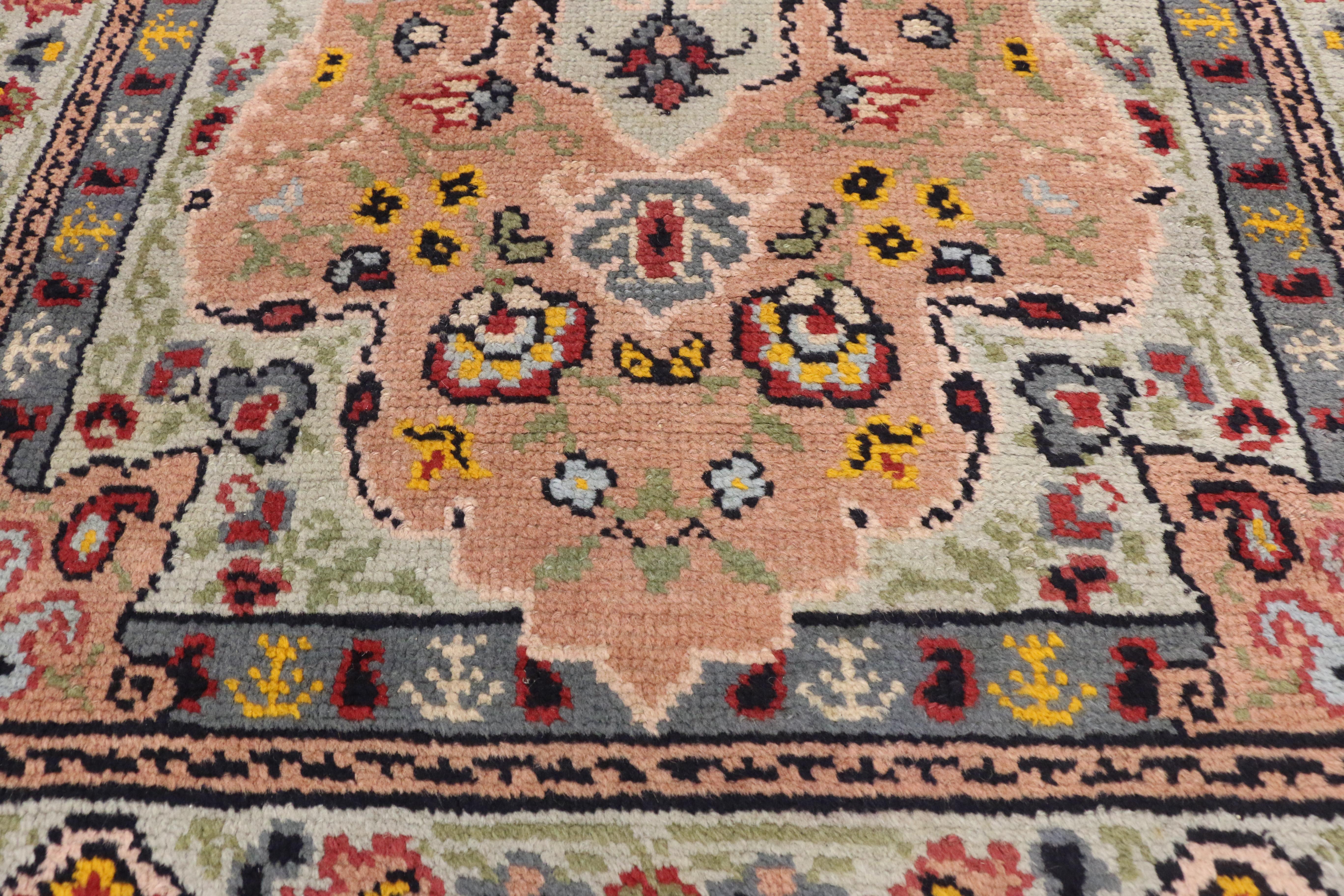 Hand-Knotted Vintage Portuguese Accent Rug with Traditional Style For Sale