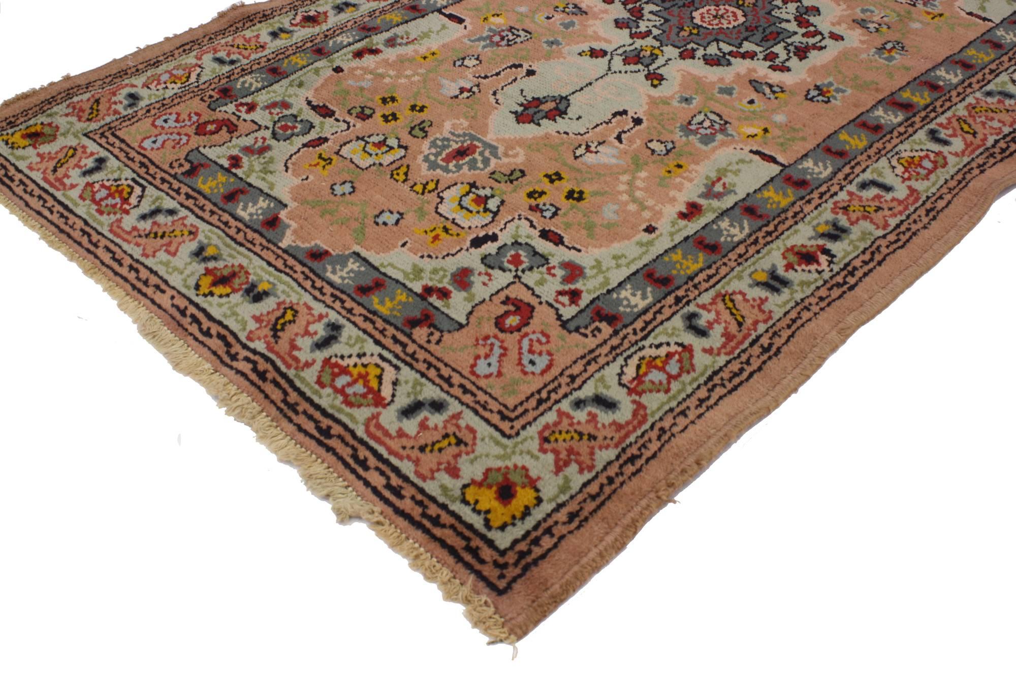 Wool Vintage Portuguese Accent Rug with Traditional Style For Sale