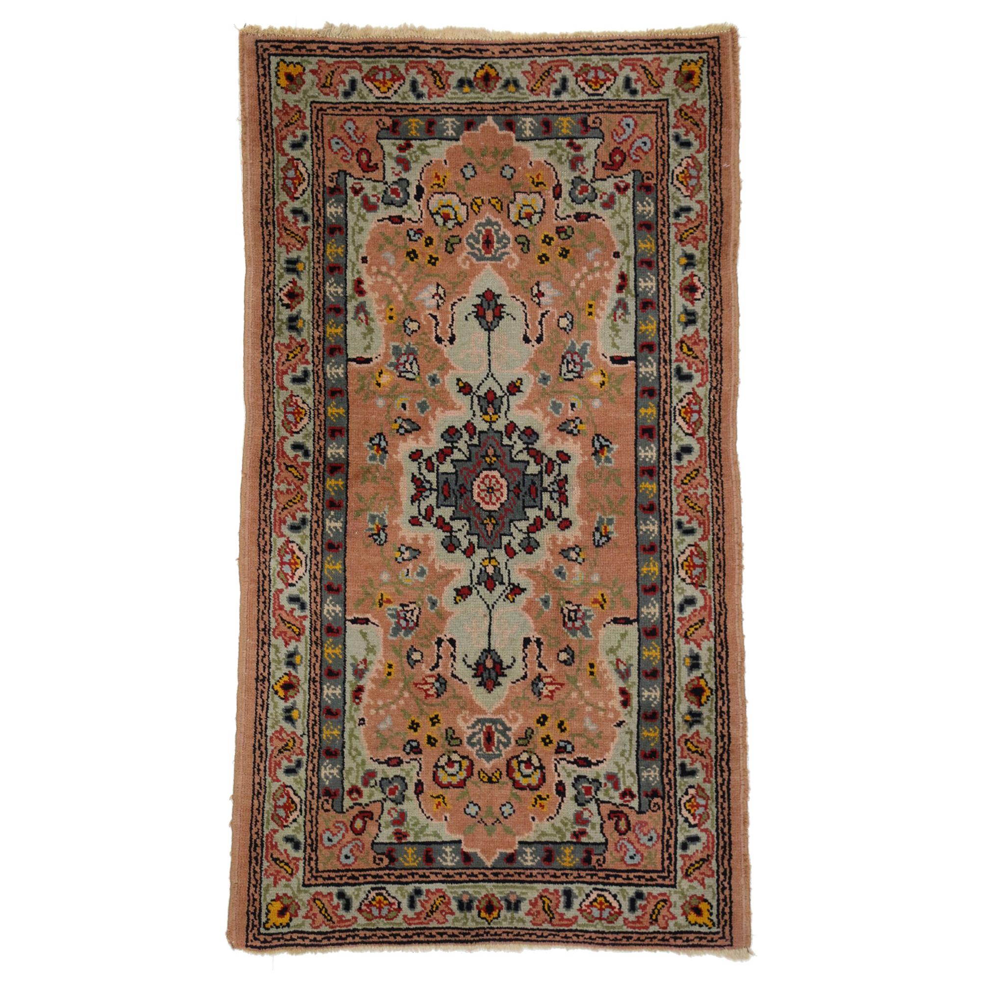 Tapis d'appoint portugais vintage de style traditionnel