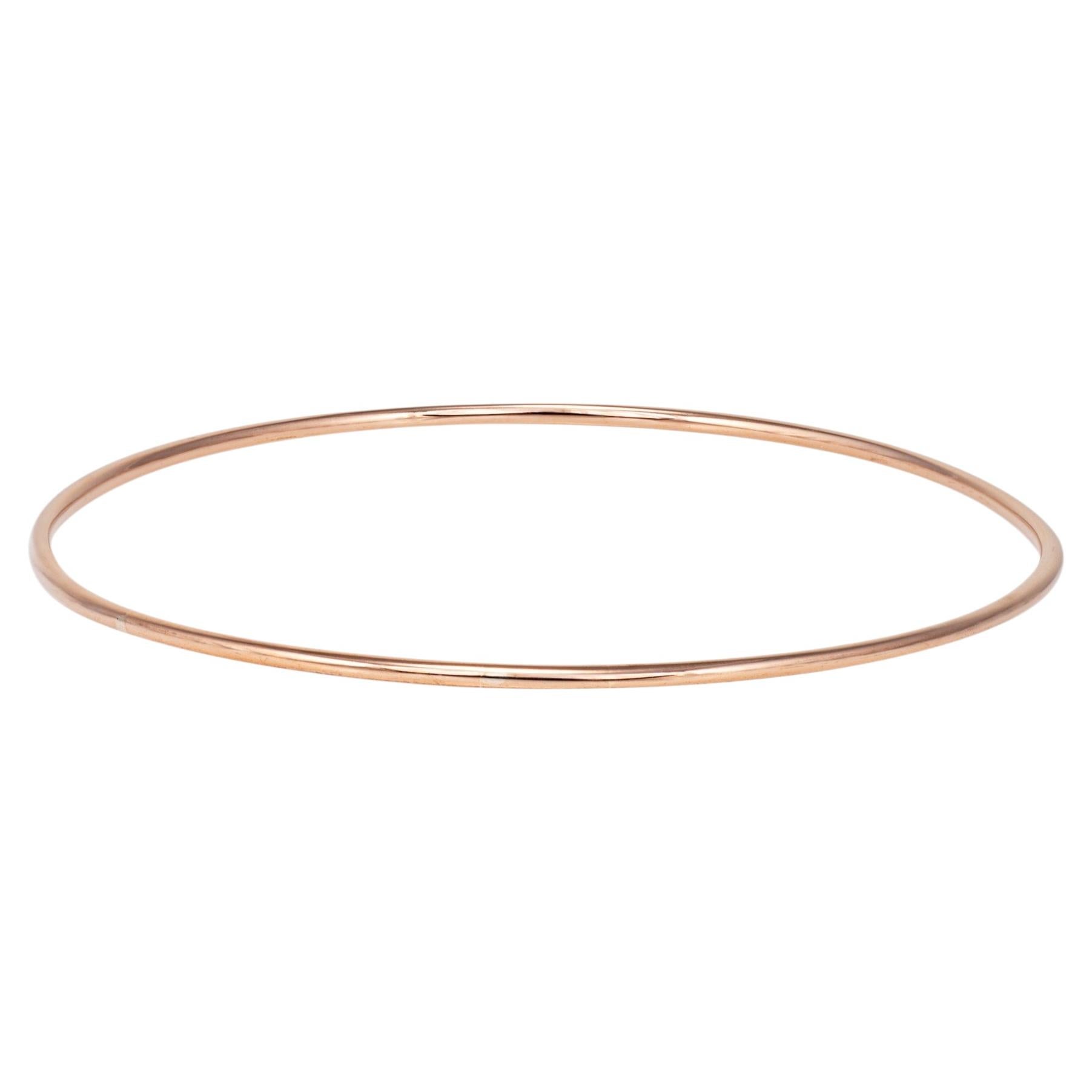 Bracciale rigido vintage portoghese in oro rosa 19k, 8", Estate Jewelry di pregio da collezione