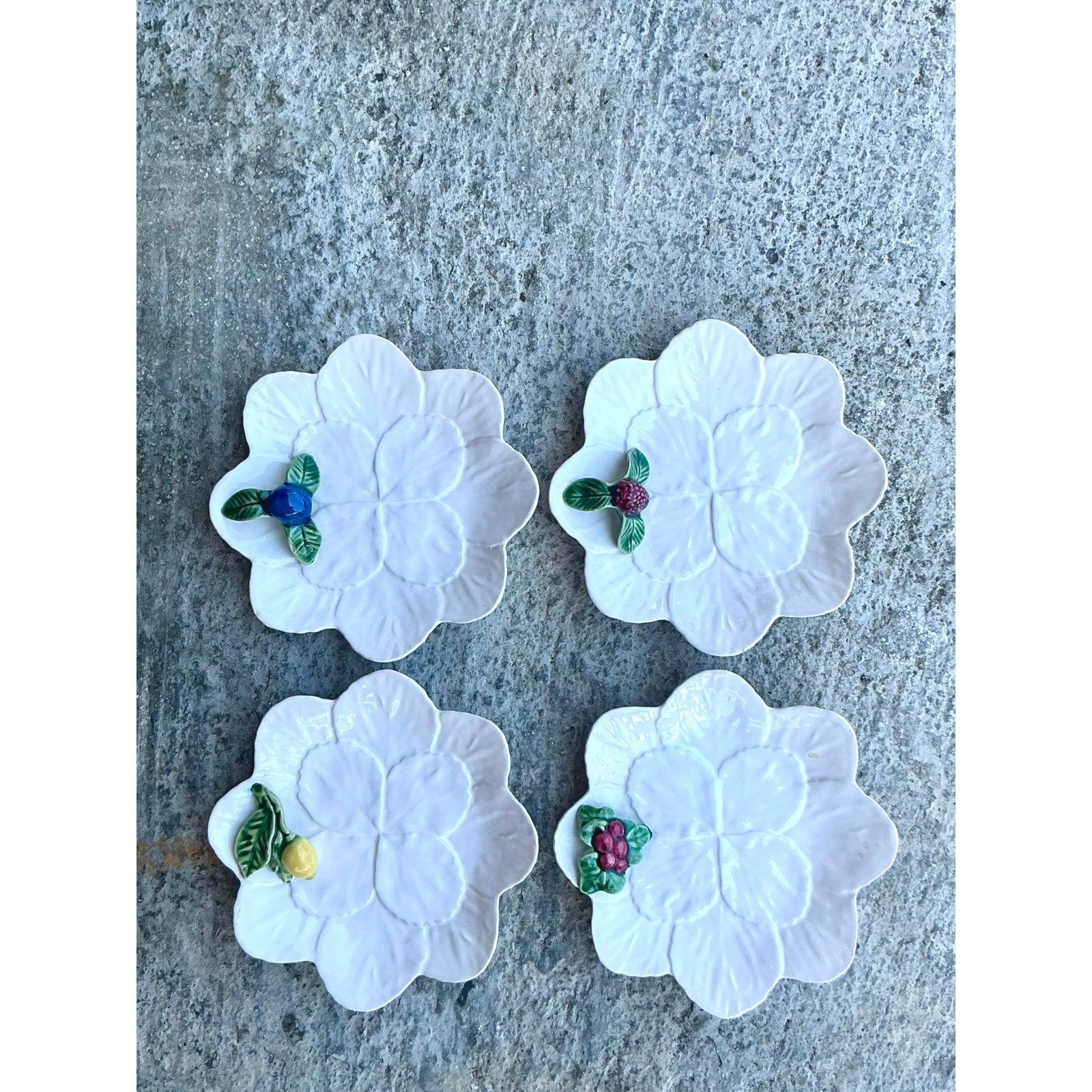 Vintage Portuguese Bordallo Pinheiro Appetizer Plates - Set of 4 For Sale 1