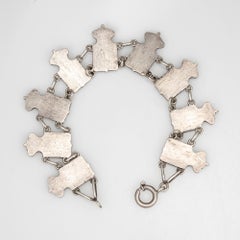 Bracciale portoghese vintage con stemma reale, argento 833, 7", gioiello della metà del secolo