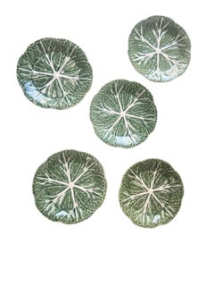 Vintage Portuguese Cabbage Plates, a Set of 5