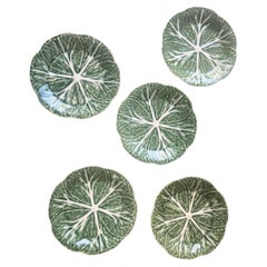 Vintage Portuguese Cabbage Plates, a Set of 5