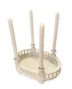 Vintage Portuguese Ceramic Centerpiece With Four Candle Holders