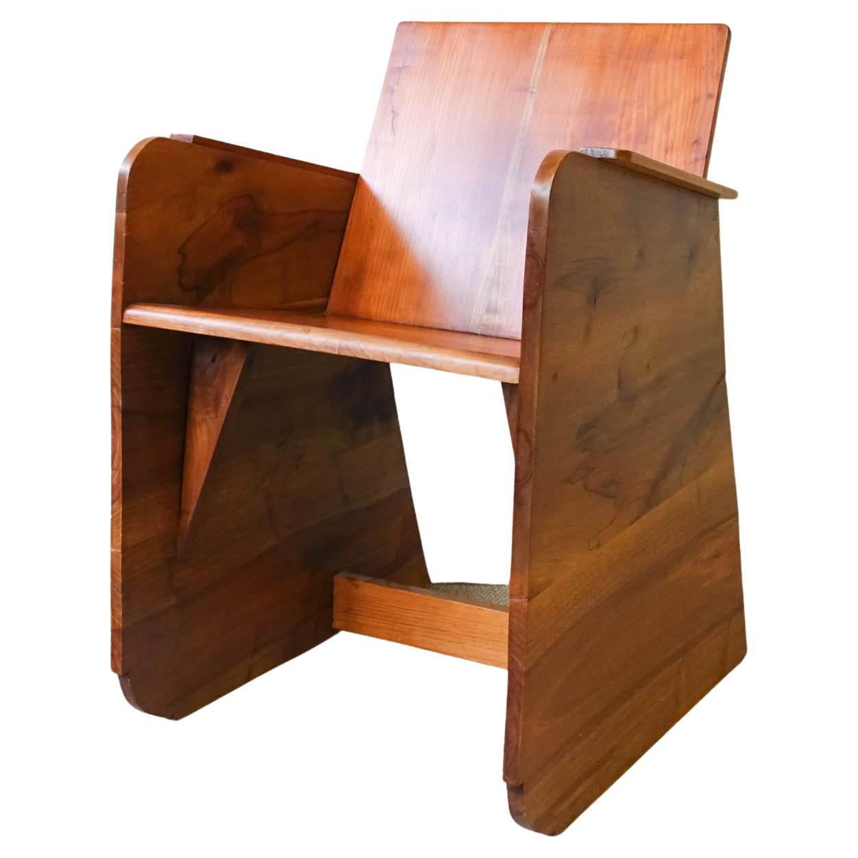 Vintage Portuguese Constructivist Armchair, 1930's For Sale