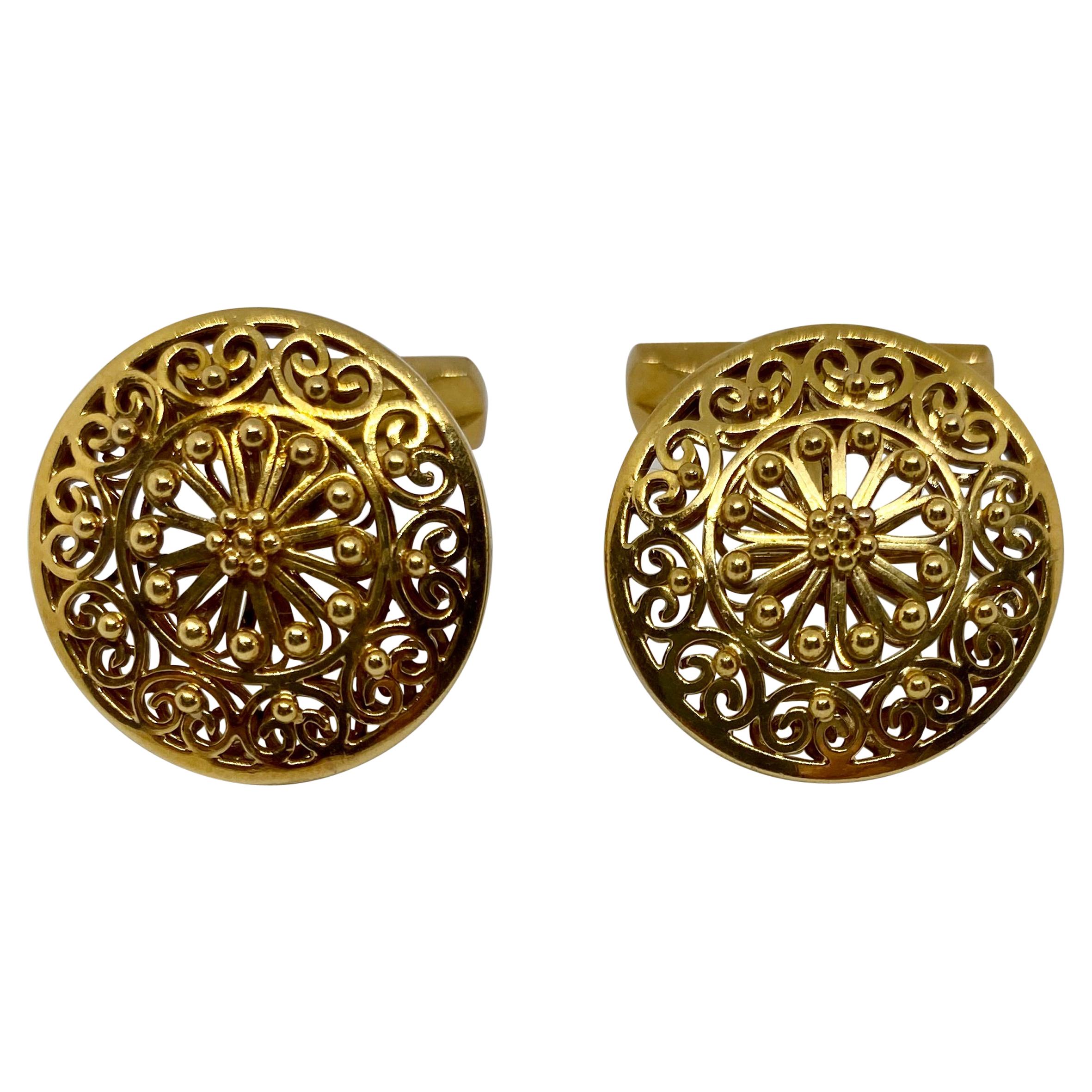 Vintage Portuguese Cufflinks in Solid .800 '19.2 Karat' Gold For Sale