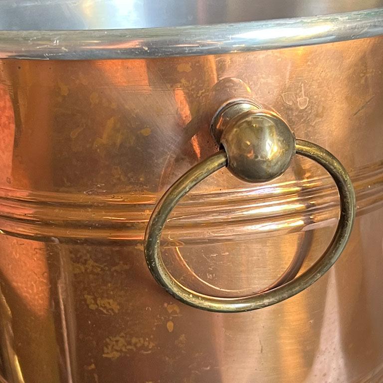 Rustic Vintage Portuguese Insulated Copper & Brass Ice Bucket with Lid Douro Portugal