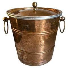 Retro Portuguese Insulated Copper & Brass Ice Bucket with Lid Douro Portugal 