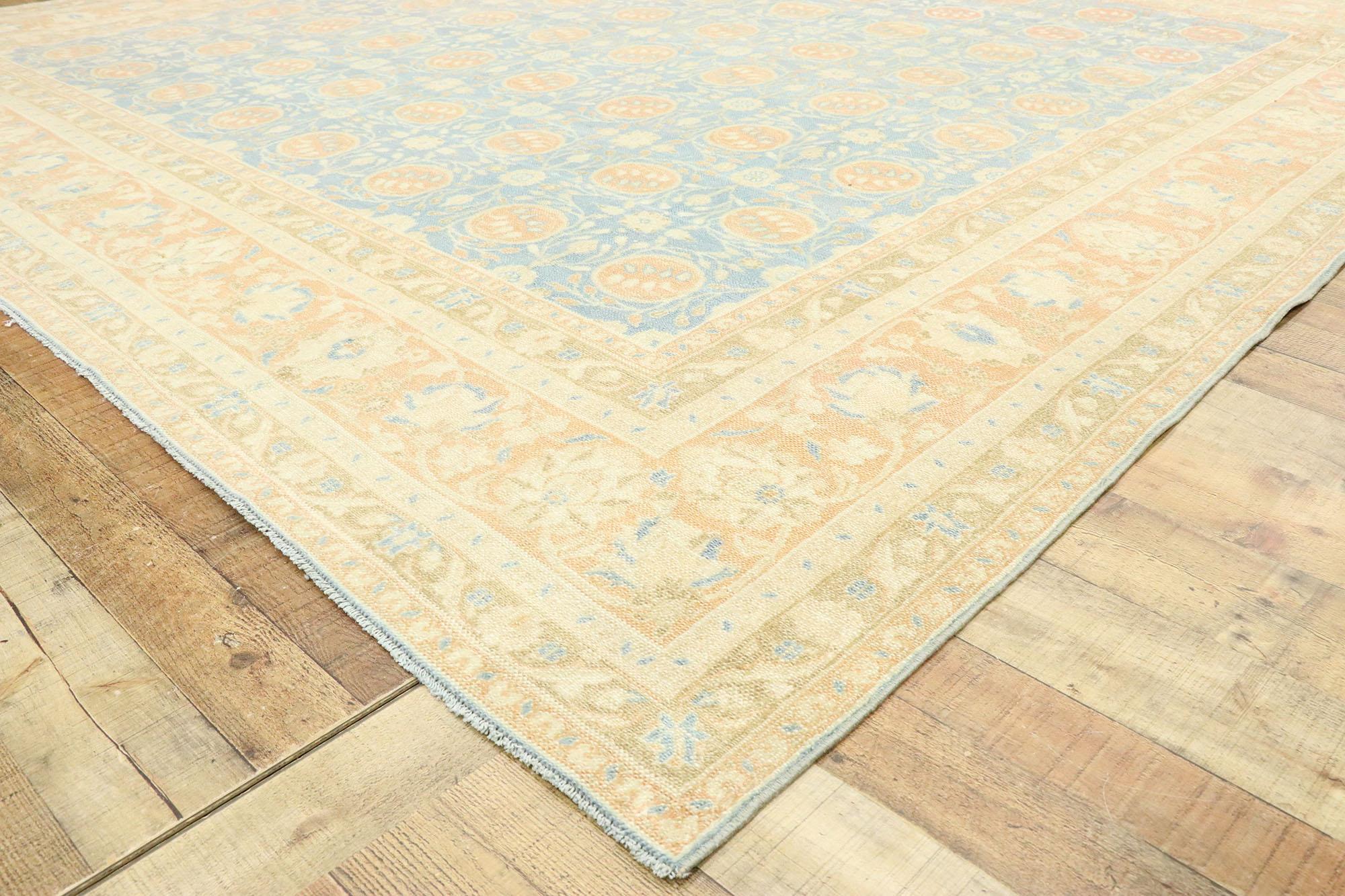 Vintage Portuguese Khotan Style Rug with Italian Mediterranean Style In Distressed Condition For Sale In Dallas, TX