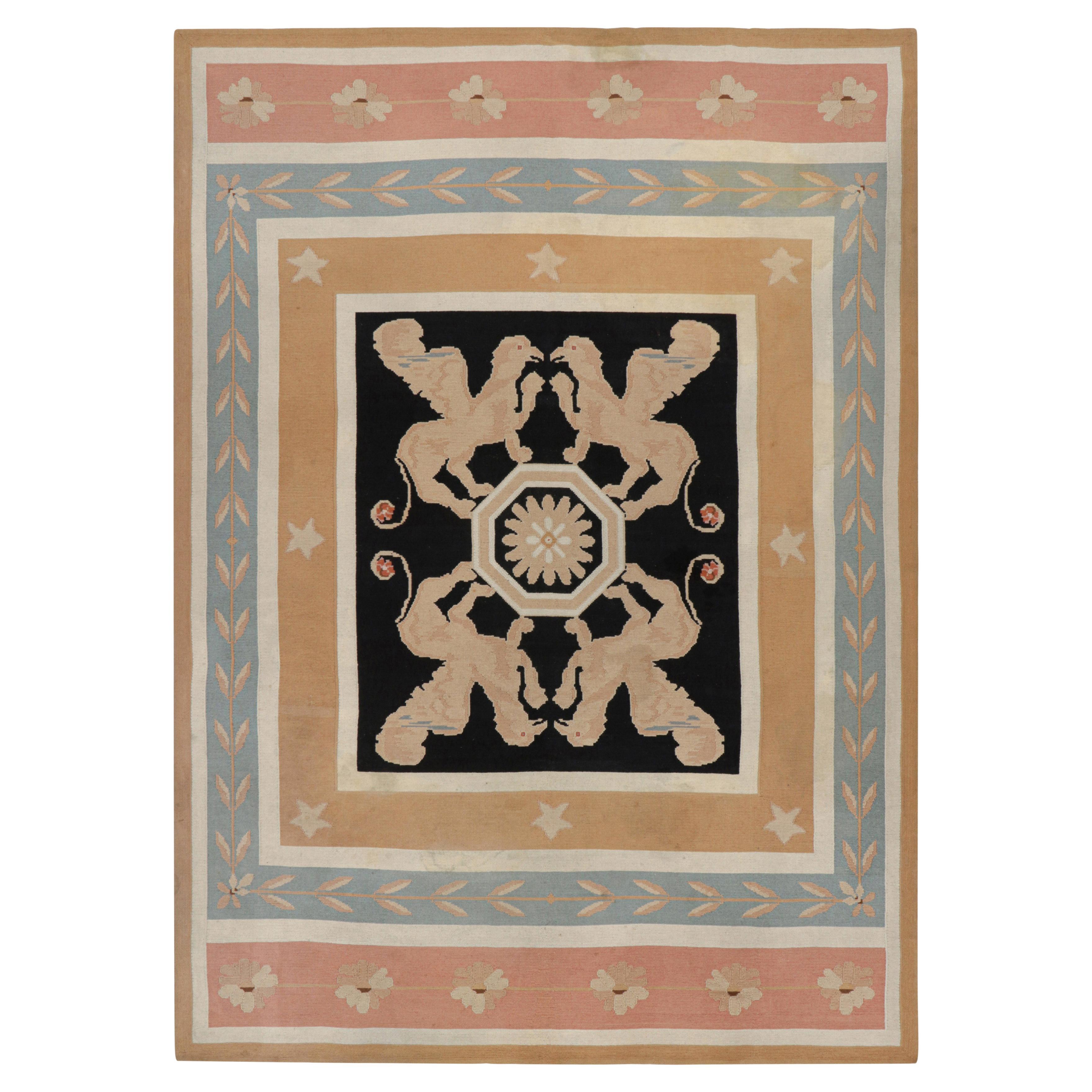 Vintage Portuguese Kilim with Medallion and Griffin Pictorials, from Rug & Kilim