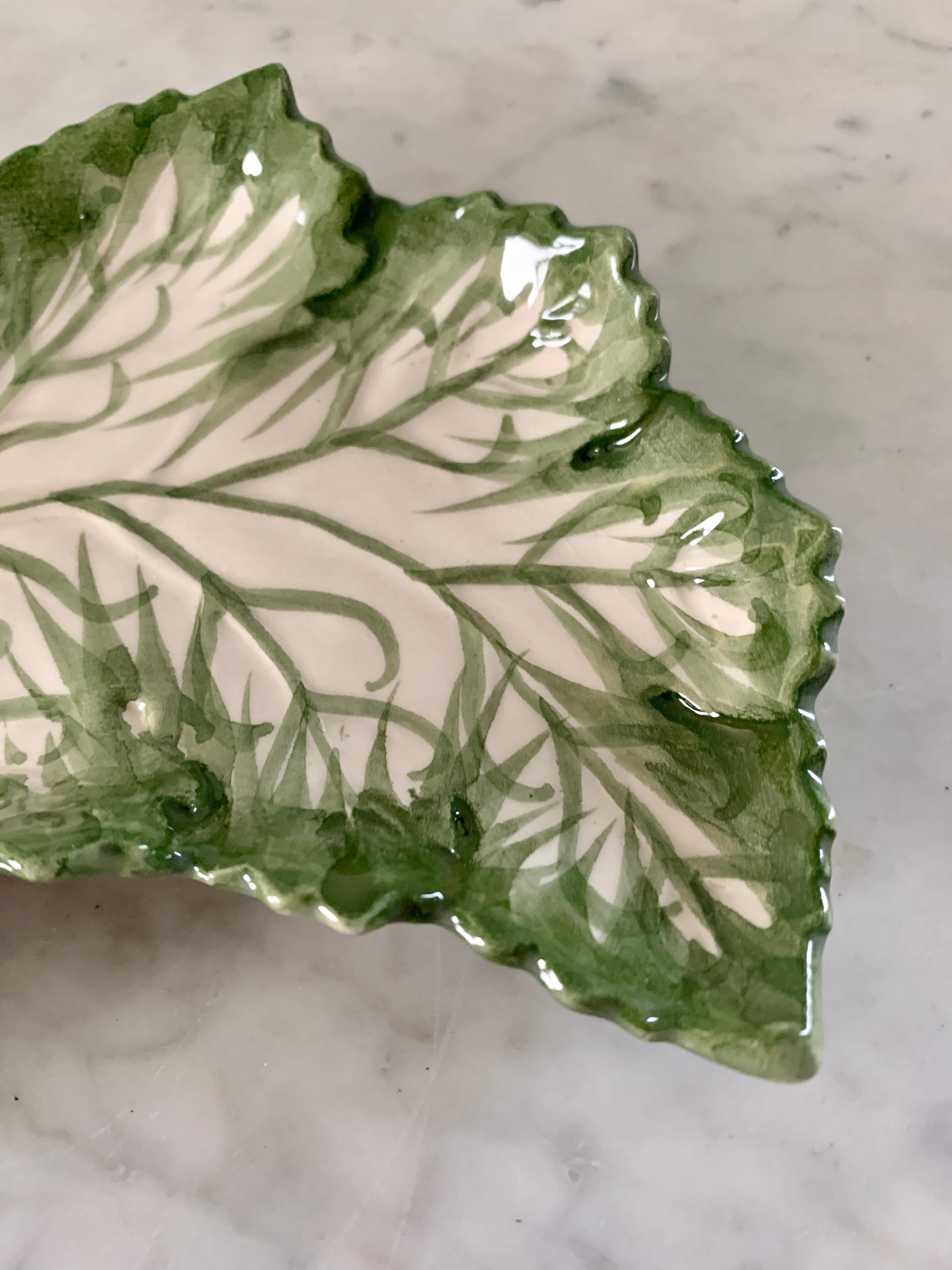 Late 20th Century Vintage Portuguese Majolica Cabbage Plates, Set of Six