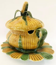 Vintage Portuguese Majolica Covered Tureen and Platter