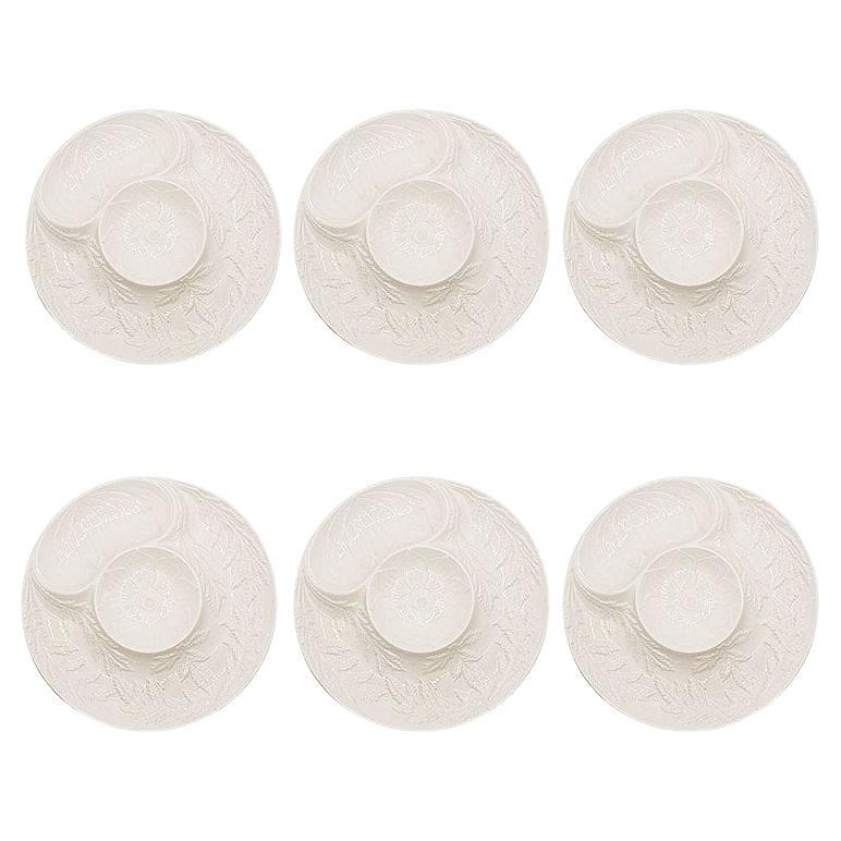 Platos de mayólica portuguesa vintage en crema de Secla, set de 6 en venta