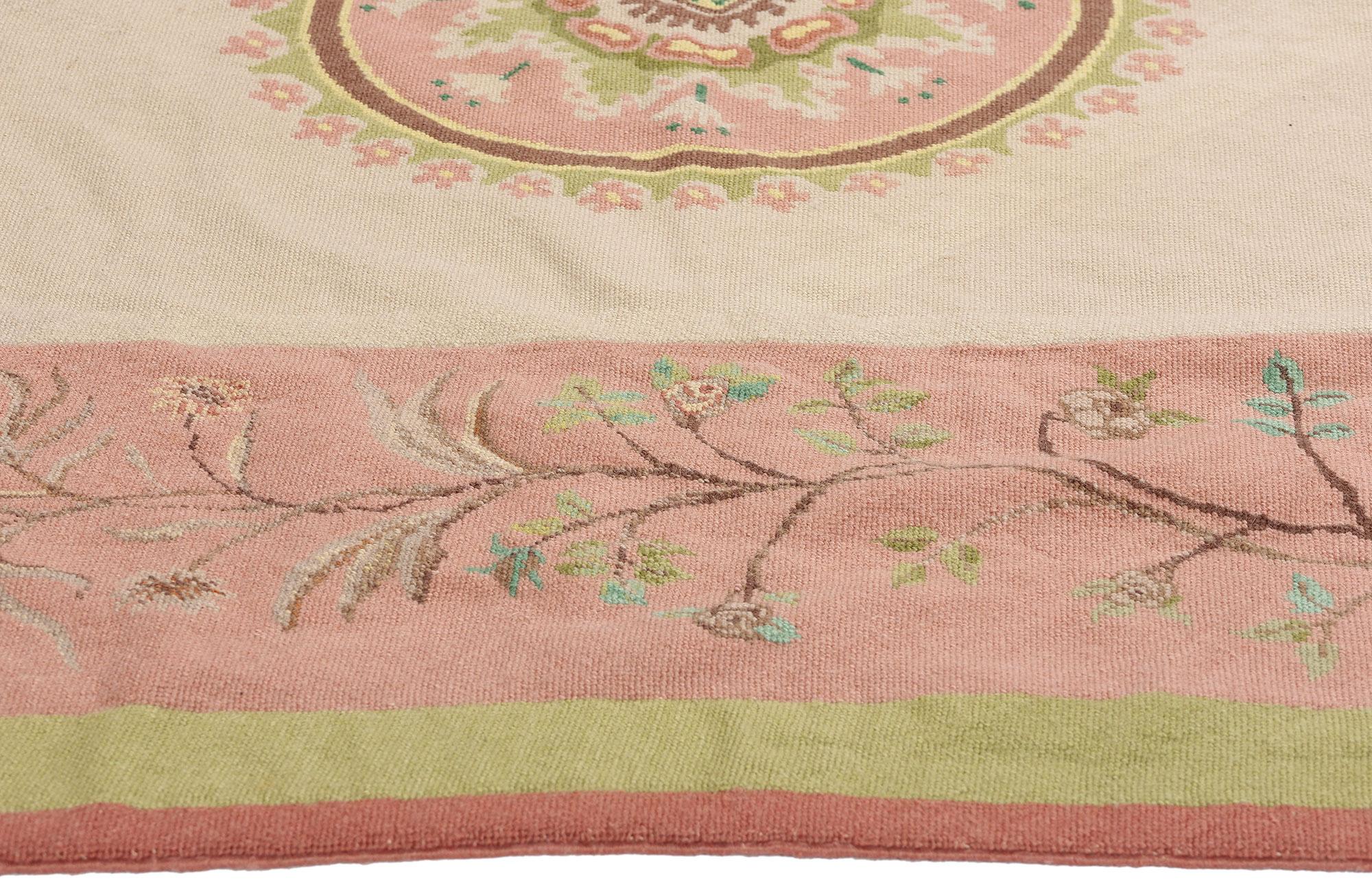 Alfombra portuguesa vintage de punto de aguja Arraiolos, 05'02 x 05'02 Portugués en venta
