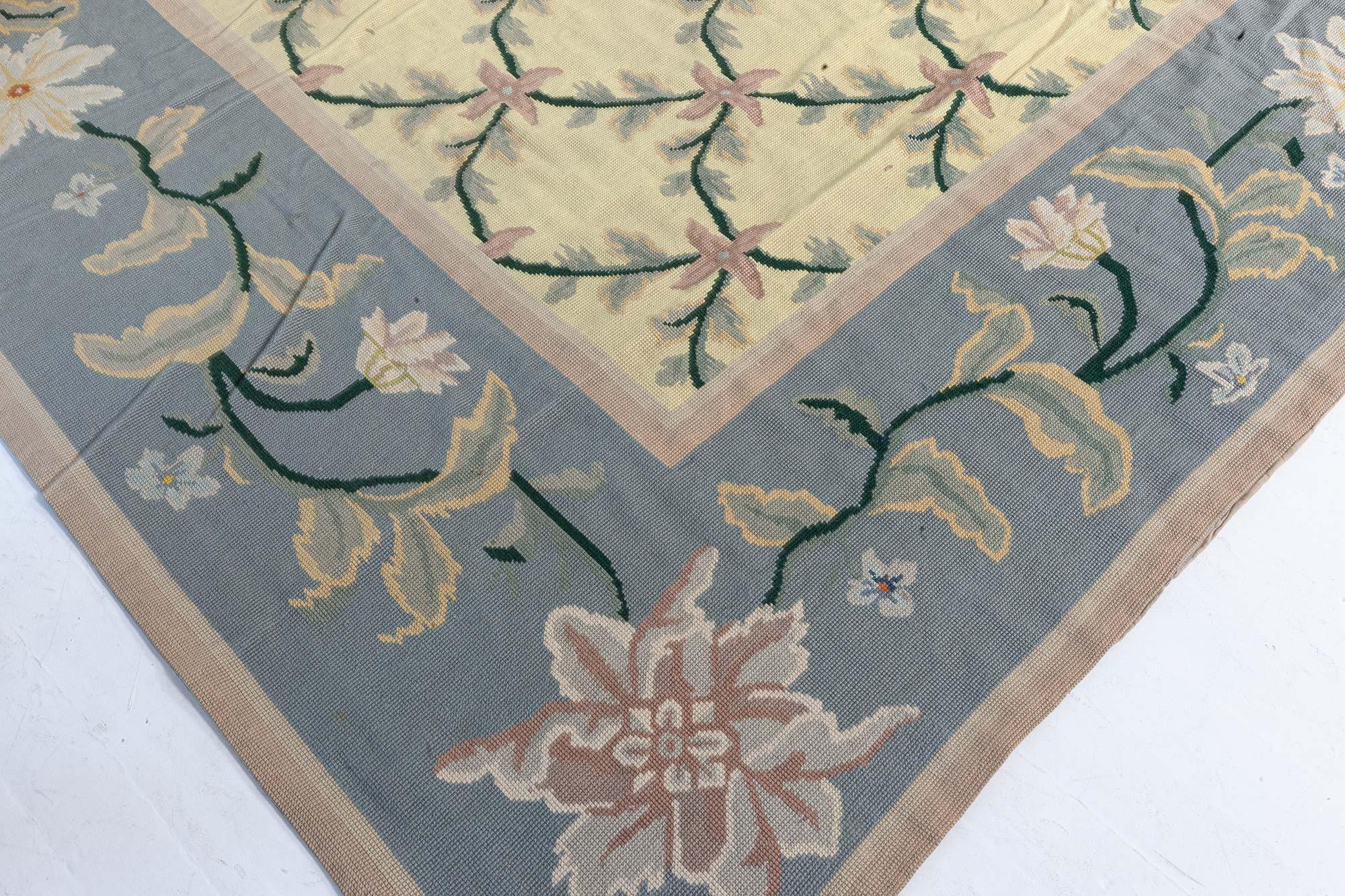 Vintage Portuguese Needlepoint Rug In Good Condition For Sale In New York, NY