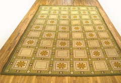 Vintage Portuguese Needlepoint Rug, Room size, W/ Squares