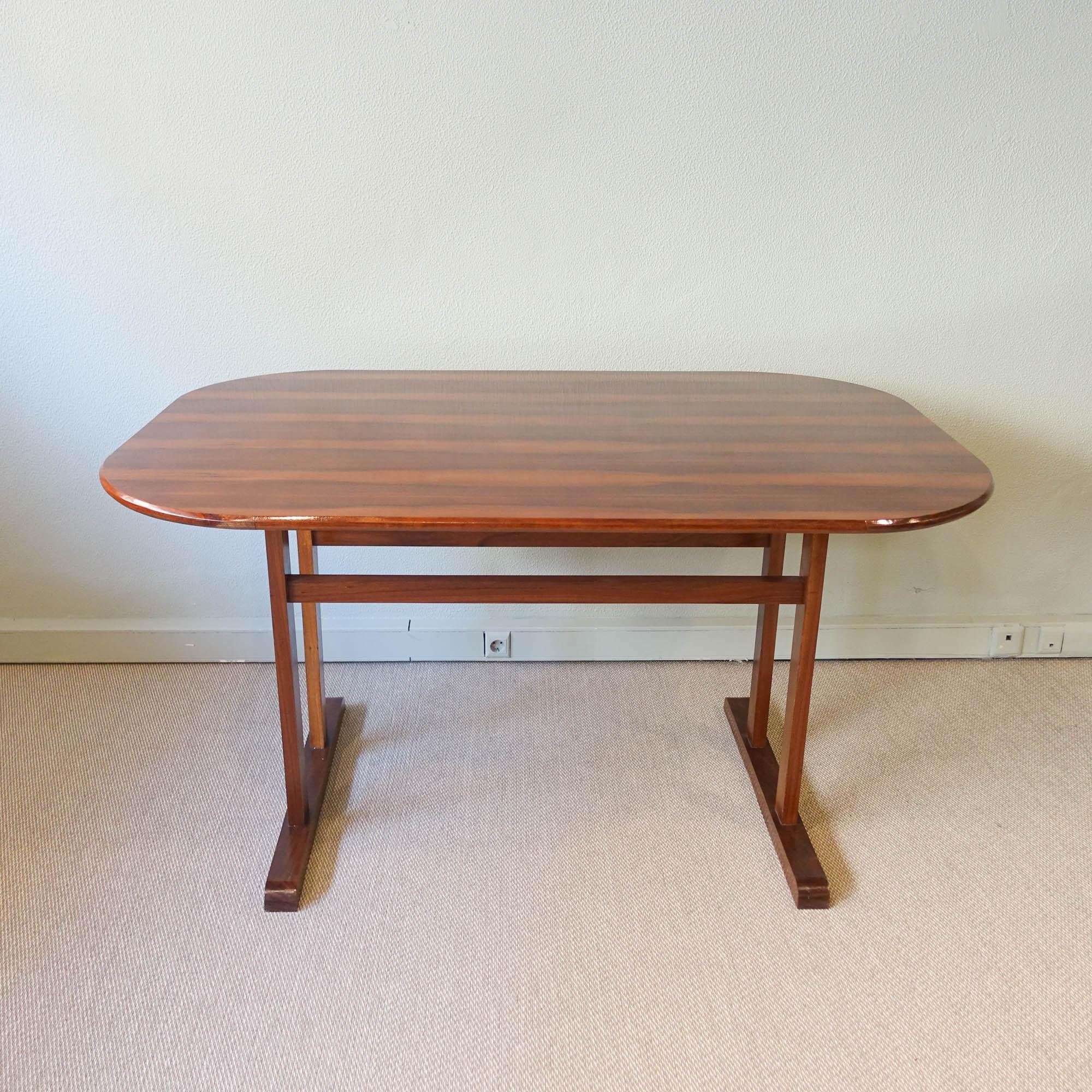 Mid-Century Modern Vintage Portuguese Exotic Wood Dining Table, 1960s