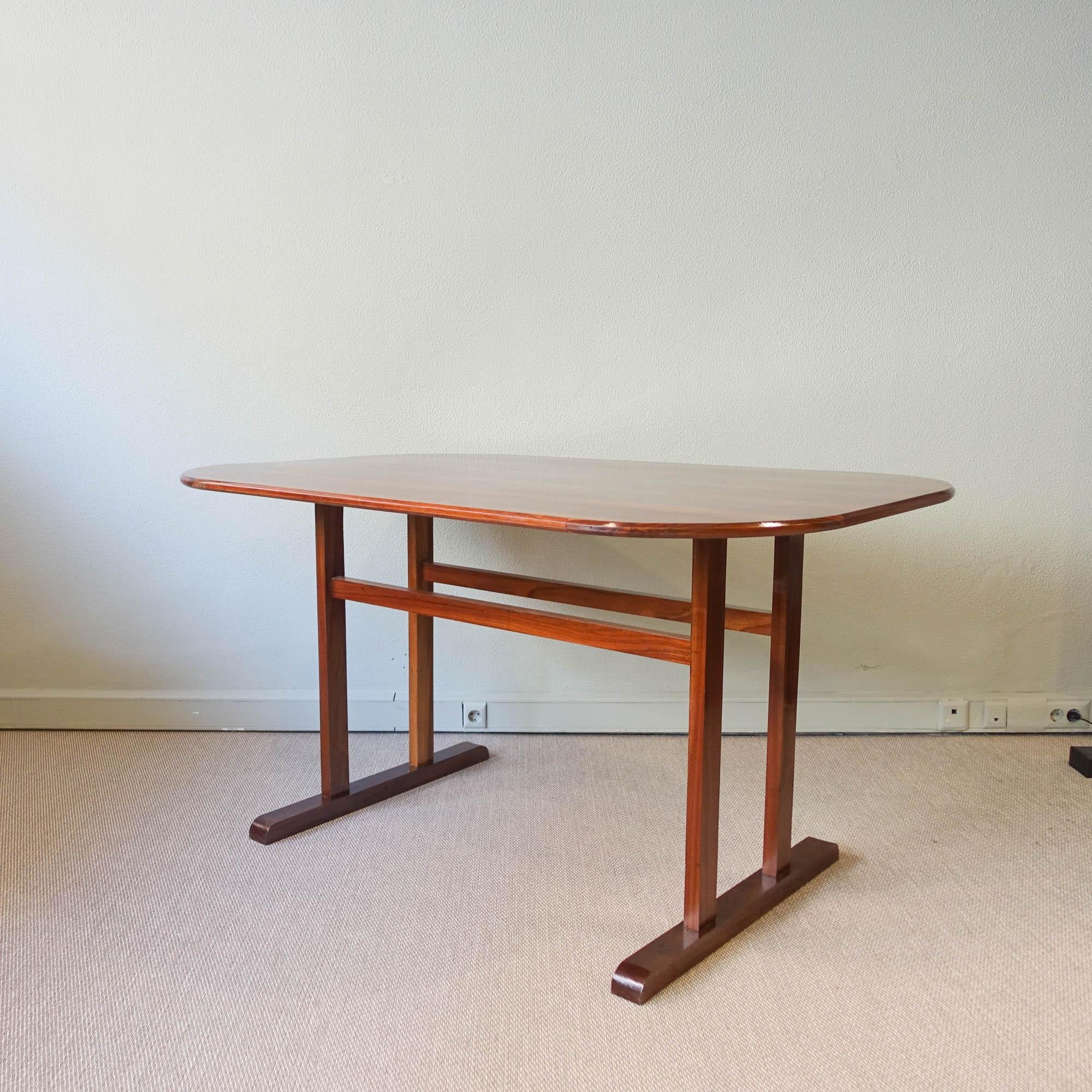 Vintage Portuguese Exotic Wood Dining Table, 1960s In Good Condition In Lisboa, PT