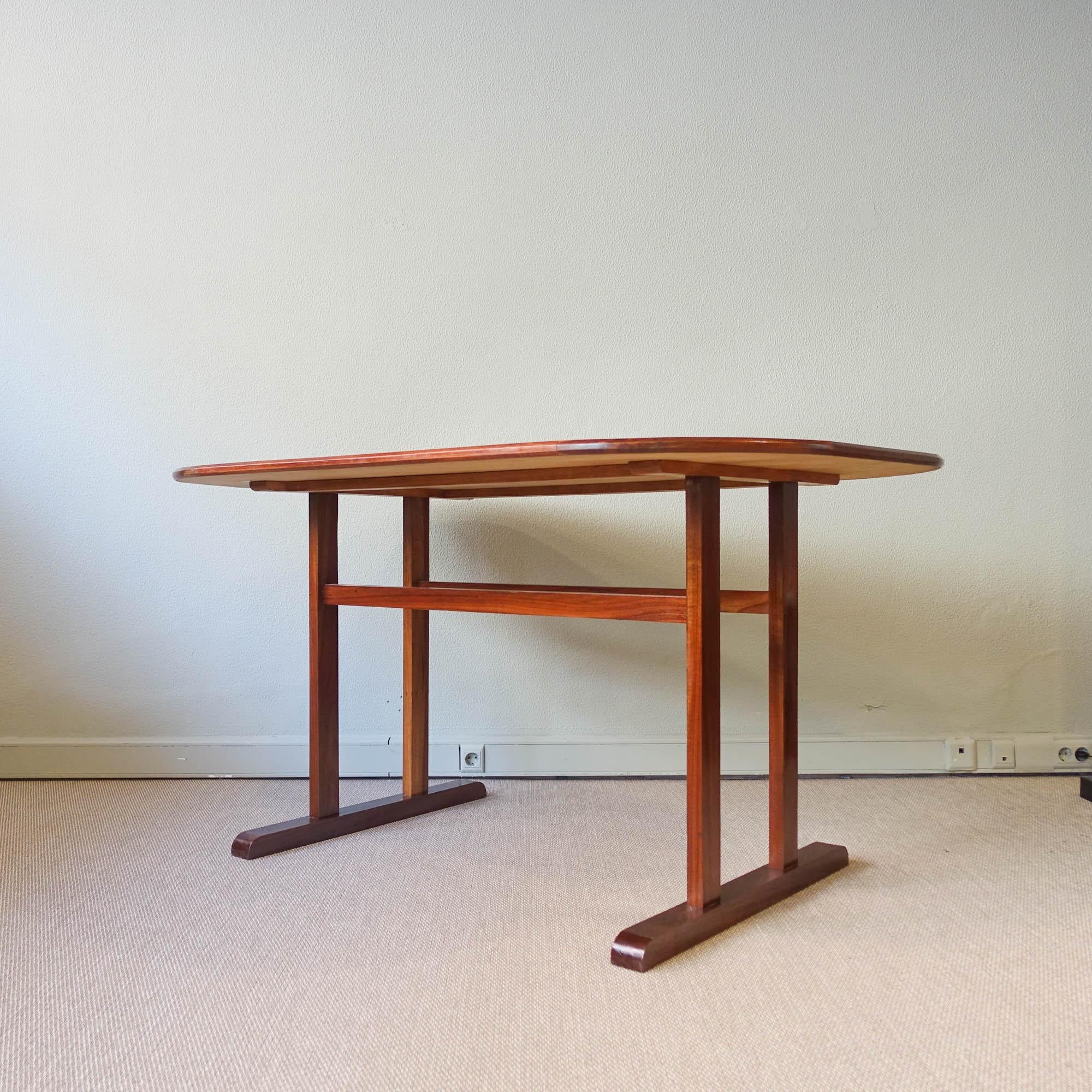 Mid-20th Century Vintage Portuguese Exotic Wood Dining Table, 1960s