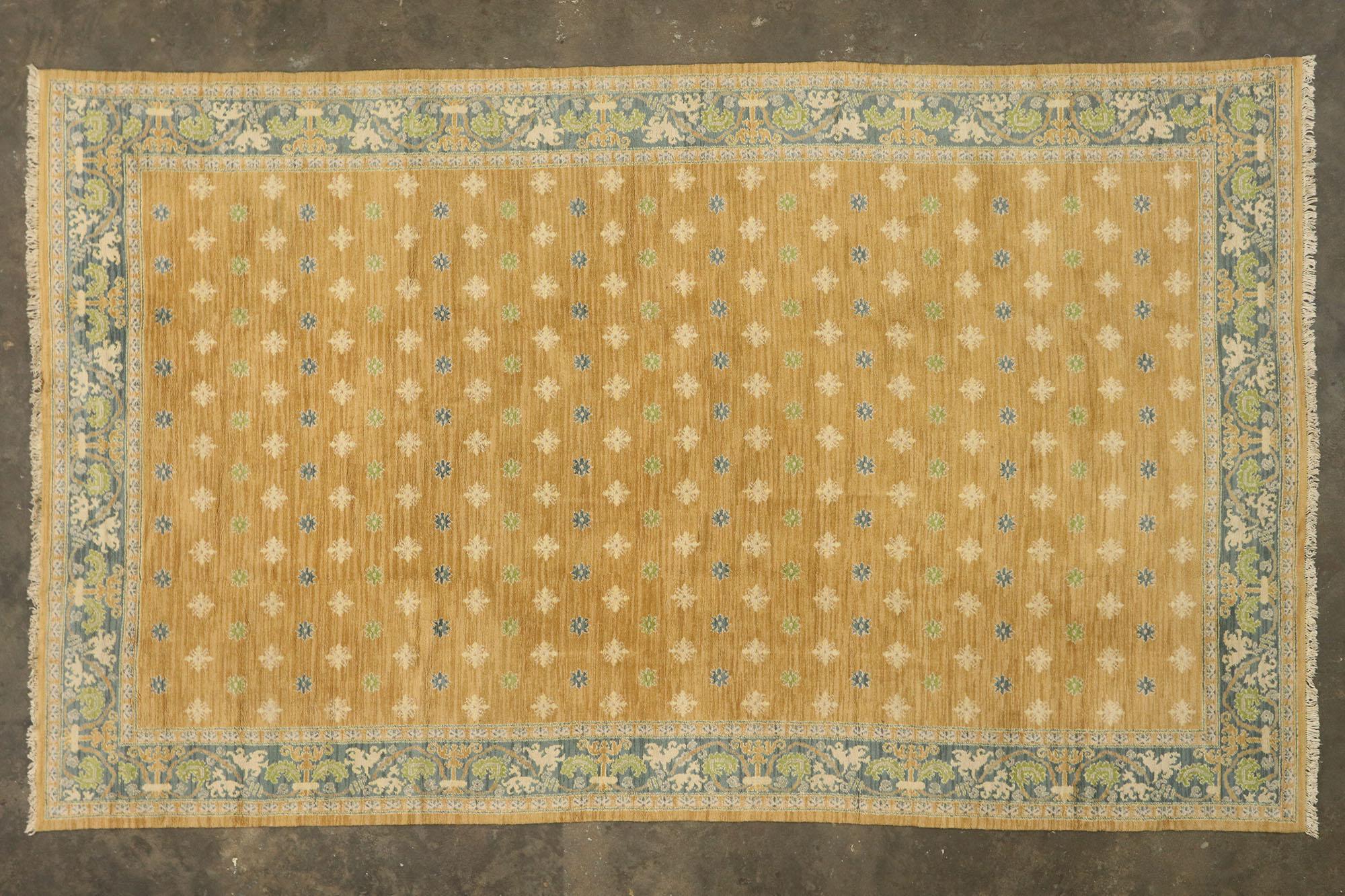 20th Century Vintage Portuguese Rug, Italian Nonna Chic Meets Earth-Tone Elegance For Sale