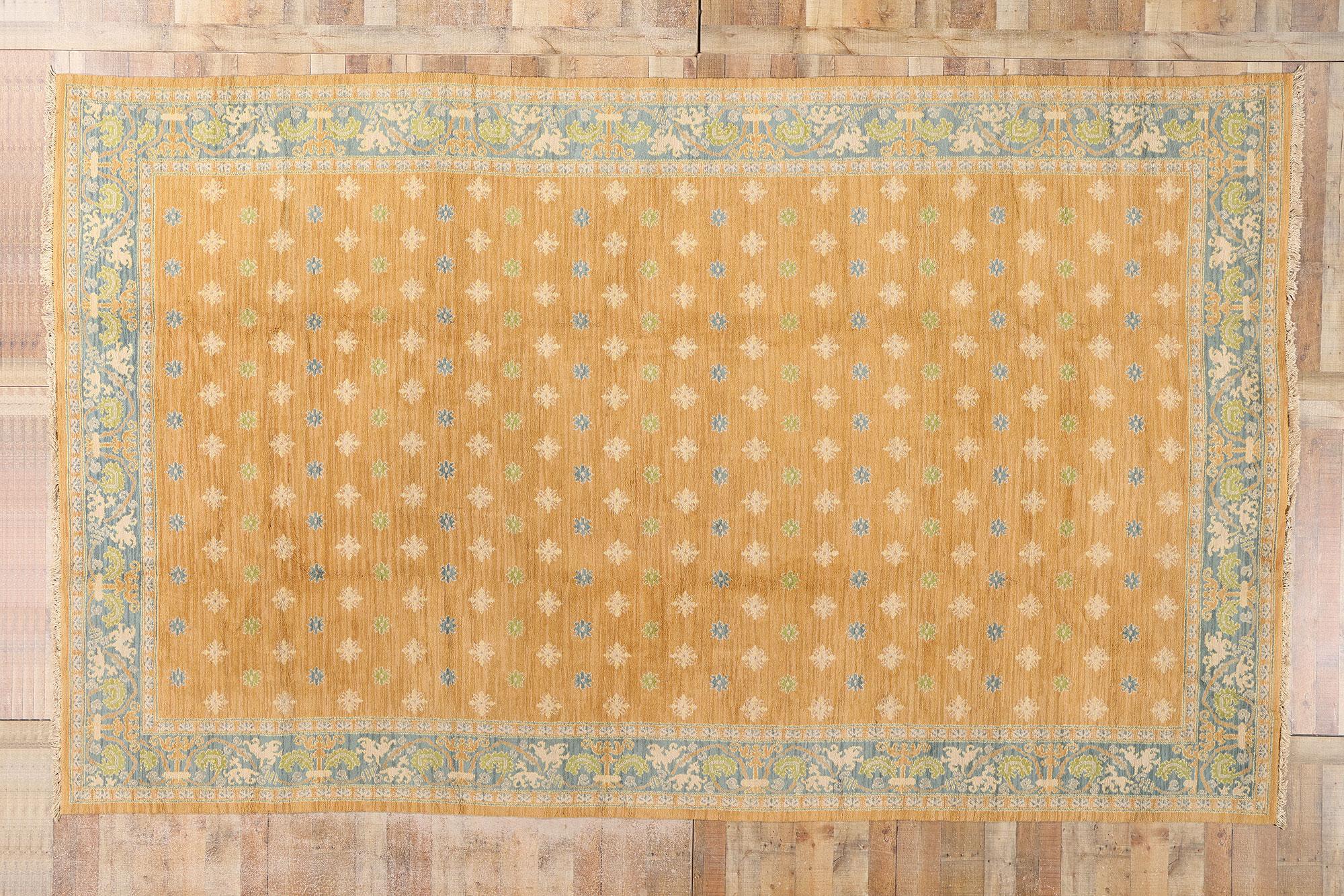 Wool 1940's Golden European Portuguese Carpet with Modern Style For Sale