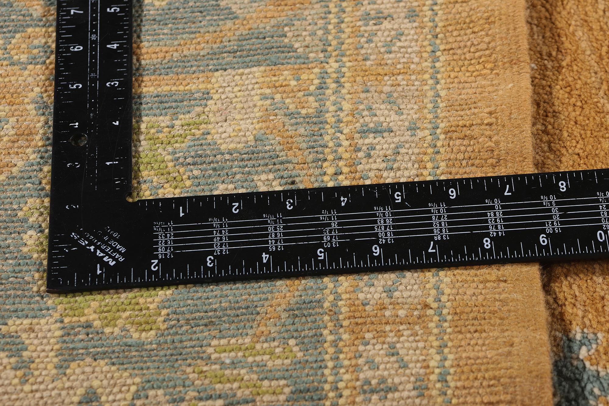 Hand-Knotted 1940's Golden European Portuguese Carpet with Modern Style For Sale