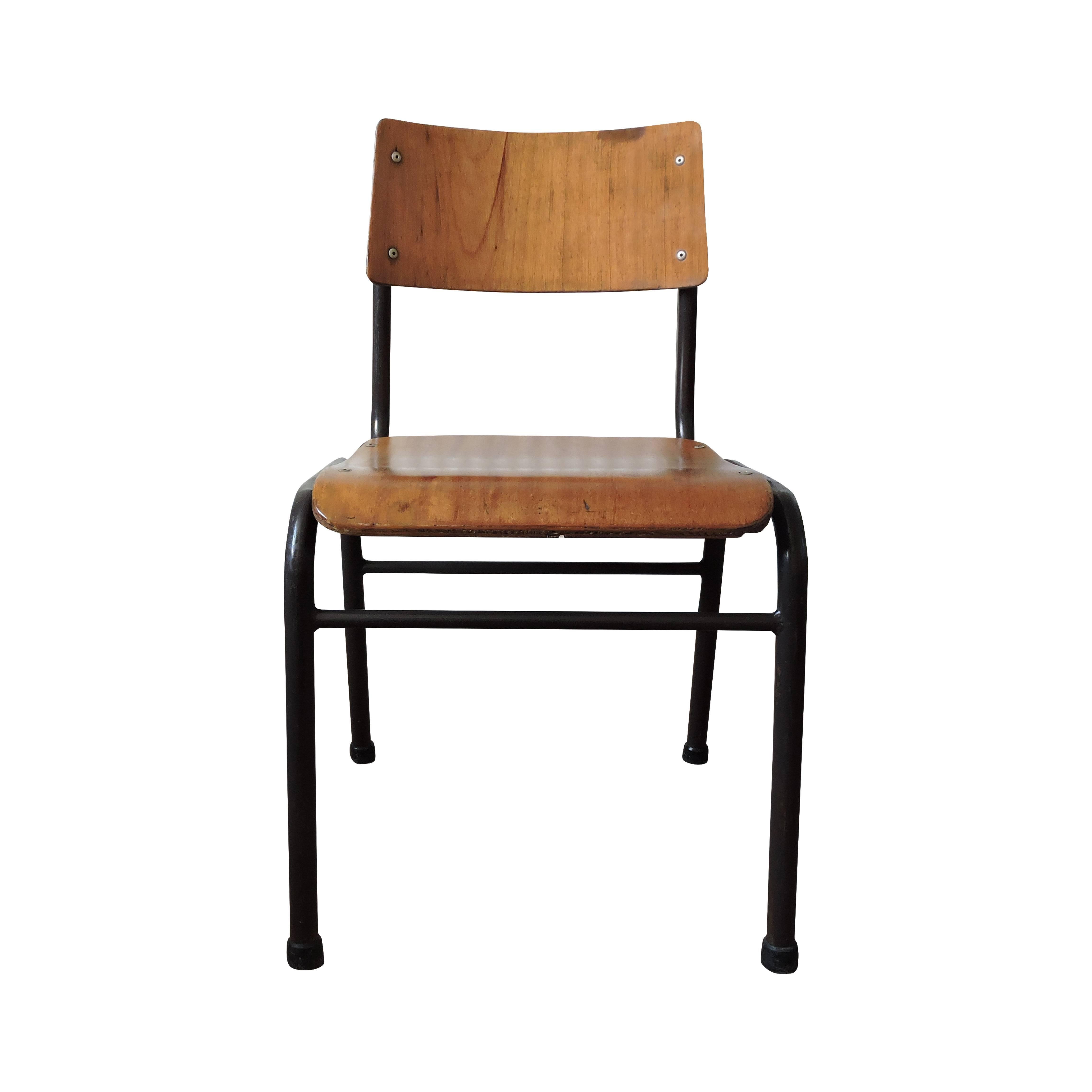 Vintage Portuguese School Chair, 1970s In Good Condition In Chesham, GB