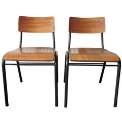 Vintage Portuguese School Chair, 1970s, Set of Two