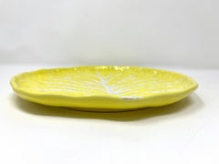 Paire d'assiettes de déjeuner portugaises Secla Majolica feuille de citron jaune citron