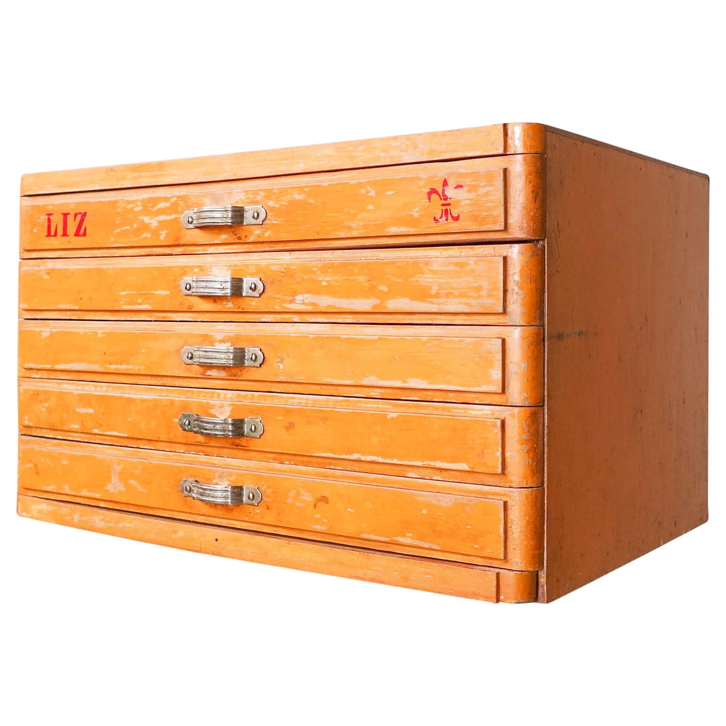 Vintage Portuguese Spool Cabinet by Liz, 1950s